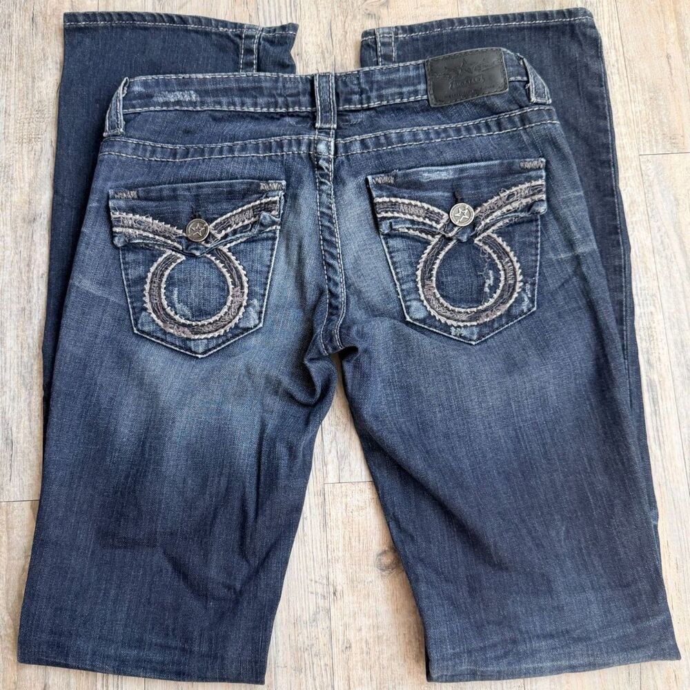 Big Star Liv Bootcut Jeans Women 27x35 Dark Wash Low Rise Flap Pocket Y2K Denim